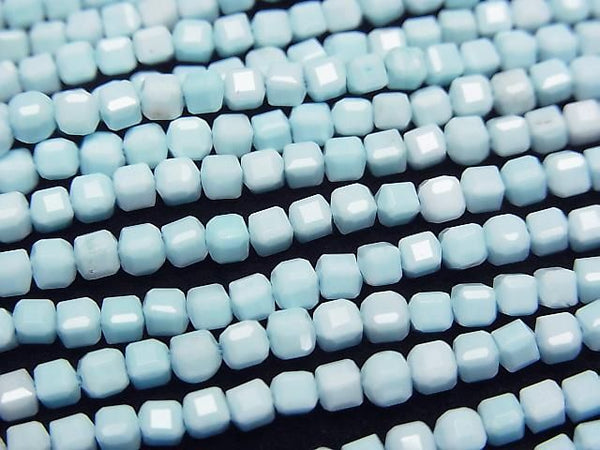 [Video] High Quality! Magnesite Turquoise Cube Shape 2.5x2.5x2.5mm 1strand beads (aprx.15inch/36cm)