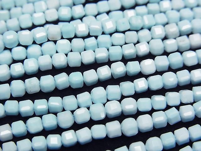 [Video] High Quality! Magnesite Turquoise Cube Shape 2.5x2.5x2.5mm 1strand beads (aprx.15inch/36cm)