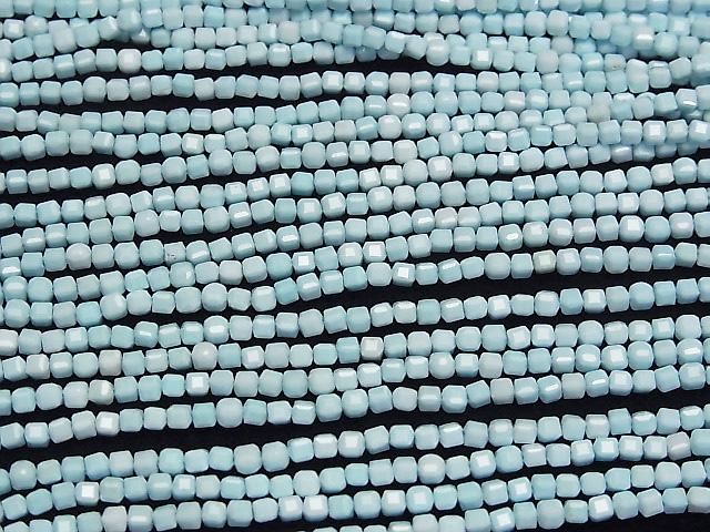 [Video] High Quality! Magnesite Turquoise Cube Shape 2.5x2.5x2.5mm 1strand beads (aprx.15inch/36cm)