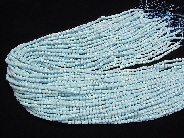 [Video] High Quality! Magnesite Turquoise Cube Shape 2.5x2.5x2.5mm 1strand beads (aprx.15inch/36cm)