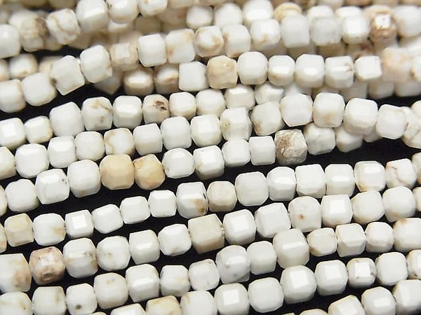 [Video] High Quality! Magnesite Cube Shape 2.5x2.5x2.5mm 1strand beads (aprx.15inch/37cm)