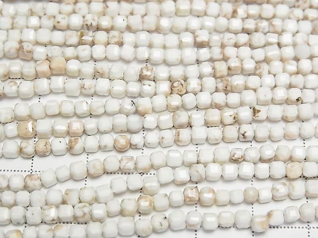[Video] High Quality! Magnesite Cube Shape 2.5x2.5x2.5mm 1strand beads (aprx.15inch/37cm)
