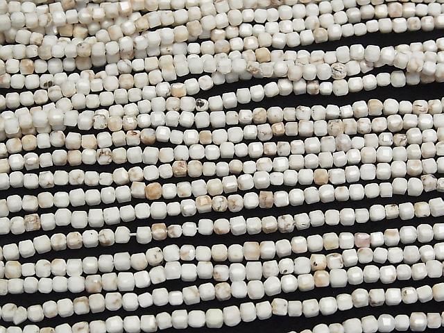 [Video] High Quality! Magnesite Cube Shape 2.5x2.5x2.5mm 1strand beads (aprx.15inch/37cm)