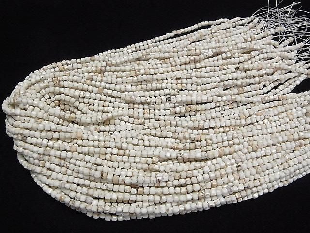 [Video] High Quality! Magnesite Cube Shape 2.5x2.5x2.5mm 1strand beads (aprx.15inch/37cm)