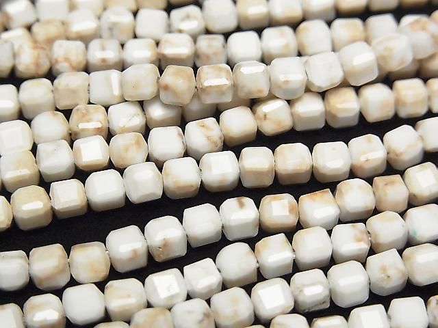 [Video] High Quality! Magnesite Cube Shape 3.5x3.5x3.5mm 1strand beads (aprx.15inch/37cm)