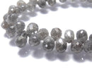 [Video][One of a kind] Gray Diamond Drop Faceted Briolette 1strand (Approx 26.5cm)
