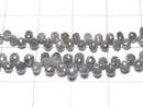[Video][One of a kind] Gray Diamond Drop Faceted Briolette 1strand (Approx 26.5cm)