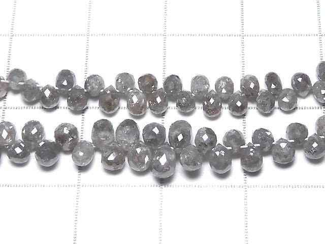 [Video][One of a kind] Gray Diamond Drop Faceted Briolette 1strand (Approx 26.5cm)