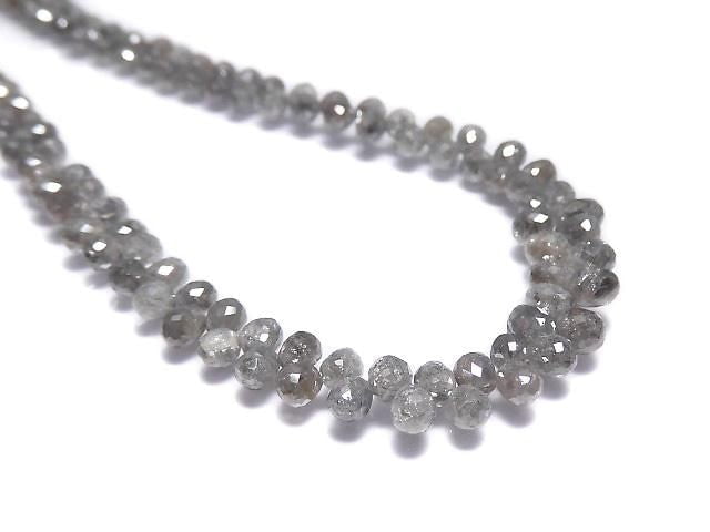 [Video][One of a kind] Gray Diamond Drop Faceted Briolette 1strand (Approx 26.5cm)