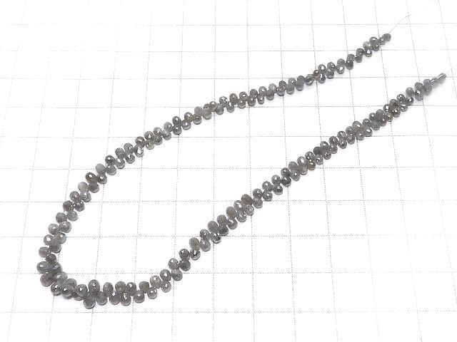 [Video][One of a kind] Gray Diamond Drop Faceted Briolette 1strand (Approx 26.5cm)