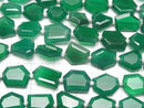 [Video] High Quality Green Onyx AAA- Flat Faceted Nugget 1strand beads (approx. 7 inches/18 cm)