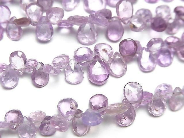 [Video] Unheated Purple Sapphire AA++ Pear Shape Faceted Briolette Half or 1 strand beads (approx. 7 inches/18 cm)