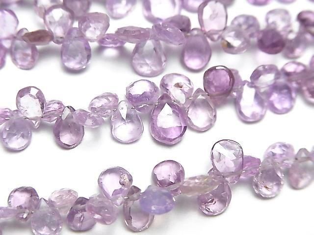 [Video] Unheated Purple Sapphire AA++ Pear Shape Faceted Briolette Half or 1 strand beads (approx. 7 inches/18 cm)