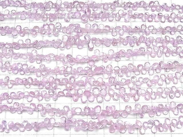 [Video] Unheated Pink Sapphire AA++ Pear Shape Faceted Briolette Half or 1 strand beads (approx. 7 inches/18 cm)