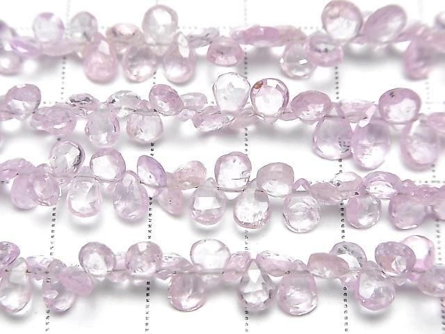 [Video] Unheated Pink Sapphire AA++ Pear Shape Faceted Briolette Half or 1 strand beads (approx. 7 inches/18 cm)