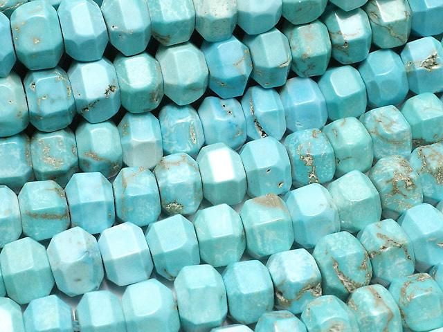[Video] Magnesite Turquoise Hexagonal Rondelle (Heishi) 7x7x5mm 1strand beads (aprx. 15 inches/36 cm)