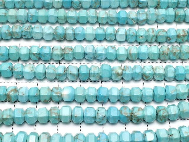 [Video] Magnesite Turquoise Hexagonal Rondelle (Heishi) 7x7x5mm 1strand beads (aprx. 15 inches/36 cm)