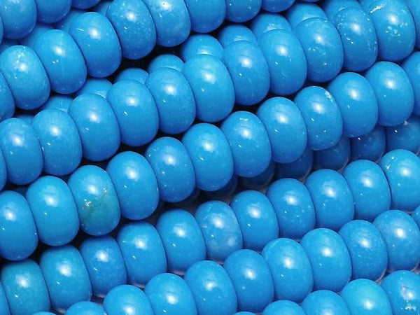 [Video] Magnesite Turquoise Rondelle 6x6x3mm [Blue] 1 strand beads (aprx. 15 inches/38 cm)