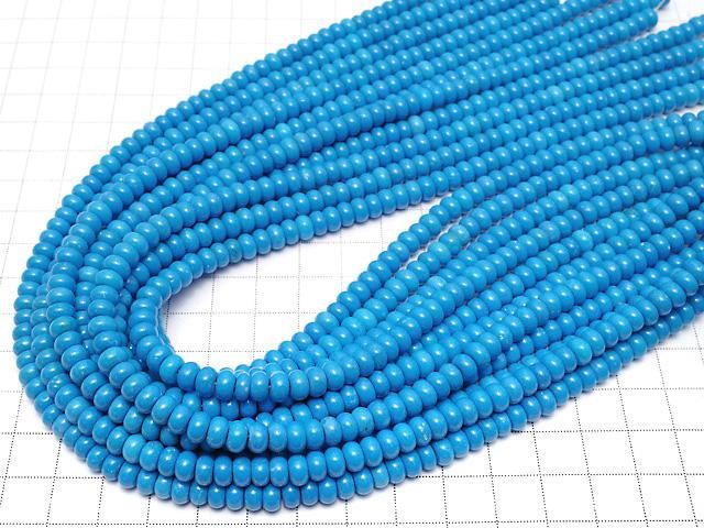 [Video] Magnesite Turquoise Rondelle 6x6x3mm [Blue] 1 strand beads (aprx. 15 inches/38 cm)