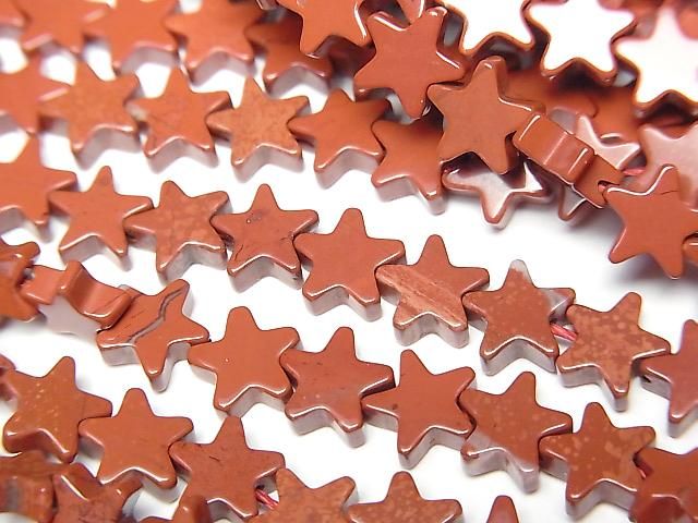 [Video] Red Jasper Star Beads 6x6mm 1strand beads (approx. 15 inches/36 cm)