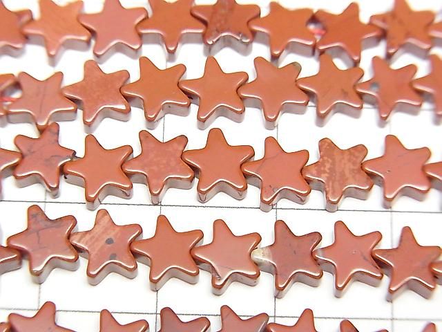 [Video] Red Jasper Star Beads 6x6mm 1strand beads (approx. 15 inches/36 cm)