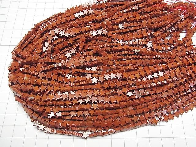 [Video] Red Jasper Star Beads 6x6mm 1strand beads (approx. 15 inches/36 cm)