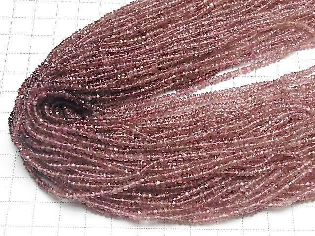 [Video] High Quality Pink Tourmaline AAA- Faceted Button Rondelle Half or 1 strand beads (approx. 14 inches/35 cm)
