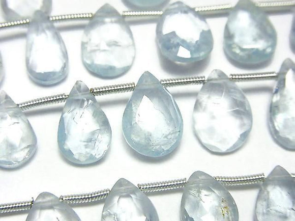 [Video]Aquamarine AA++ Pear shape Faceted Briolette half or 1strand beads (Approx 22pcs)