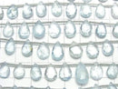 [Video]Aquamarine AA++ Pear shape Faceted Briolette half or 1strand beads (Approx 22pcs)