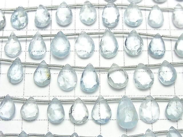 [Video]Aquamarine AA++ Pear shape Faceted Briolette half or 1strand beads (Approx 22pcs)