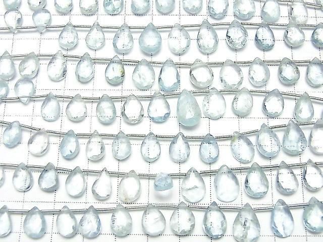 [Video]Aquamarine AA++ Pear shape Faceted Briolette half or 1strand beads (Approx 22pcs)