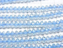 [Video] High Quality Sky Blue Topaz AAA- Faceted Button Rondelle Half or 1 strand beads (approx. 12 inches/30 cm)