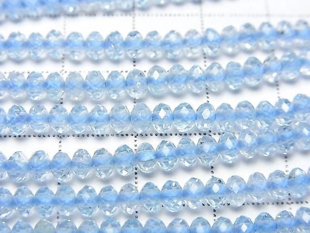 [Video] High Quality Sky Blue Topaz AAA- Faceted Button Rondelle Half or 1 strand beads (approx. 12 inches/30 cm)