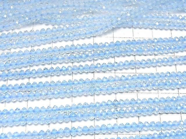 [Video] High Quality Sky Blue Topaz AAA- Faceted Button Rondelle Half or 1 strand beads (approx. 12 inches/30 cm)