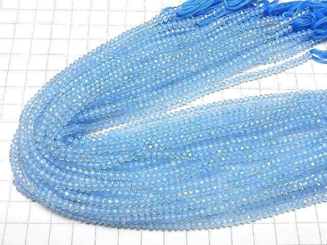 [Video] High Quality Sky Blue Topaz AAA- Faceted Button Rondelle Half or 1 strand beads (approx. 12 inches/30 cm)