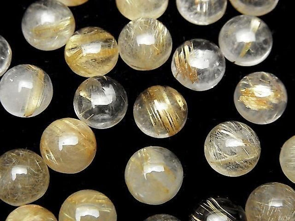 [Video] Rutilated Quartz AA++ Round Cabochon 8x8mm 2pcs