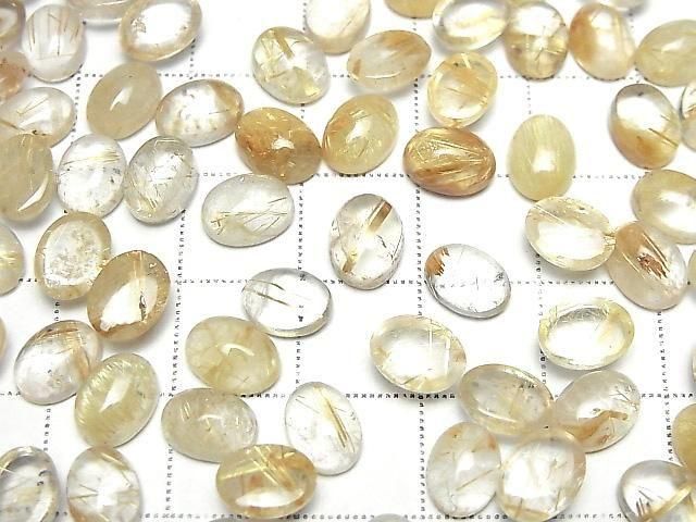 [Video]Rutilated Quartz AA++ Oval Cabochon 8x6mm 3pcs