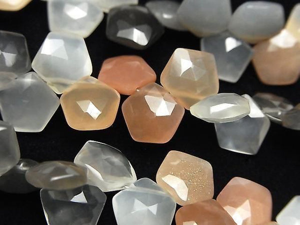 [Video] High Quality Multicolor Moonstone AAA- Pentagon Faceted Briolette Half or 1 strand beads (approx. 6 inches/16 cm)
