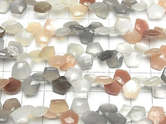 [影片] 高品質多色月光石 AAA- 刻面梨形半串或 1 串珠子 (約 6 吋/16 公分)