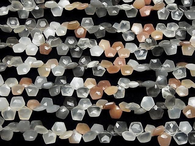 [Video] High Quality Multicolor Moonstone AAA- Pentagon Faceted Briolette Half or 1 strand beads (approx. 6 inches/16 cm)
