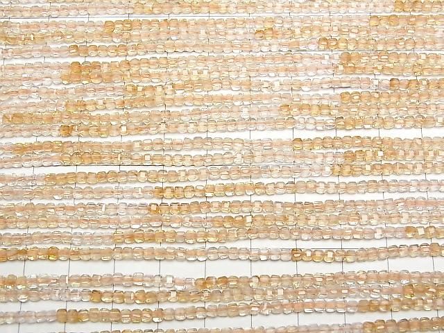 [Video] High Quality! Citrine AAA- Cube Shape 2x2x2mm Color Gradation 1strand beads (aprx.15inch/37cm)