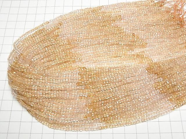[Video] High Quality! Citrine AAA- Cube Shape 2x2x2mm Color Gradation 1strand beads (aprx.15inch/37cm)