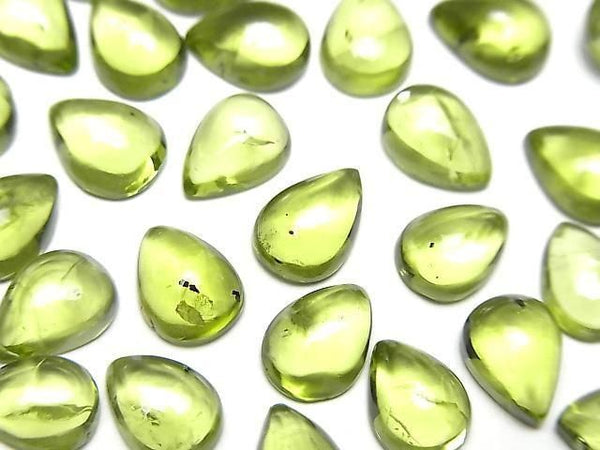 [Video] High Quality Peridot AAA- Pear Shape Cabochon 8x6mm 2pcs