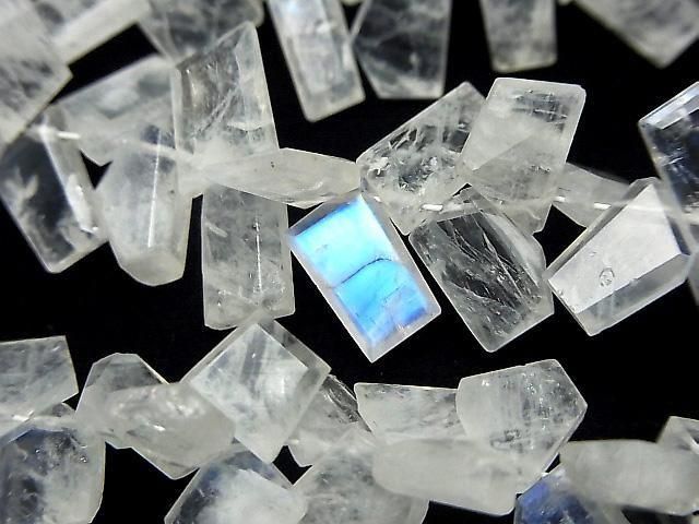 [Video] Rainbow Moonstone AA++ Rough Slice Faceted Half or 1 strand beads (approx. 6 inches/15 cm)