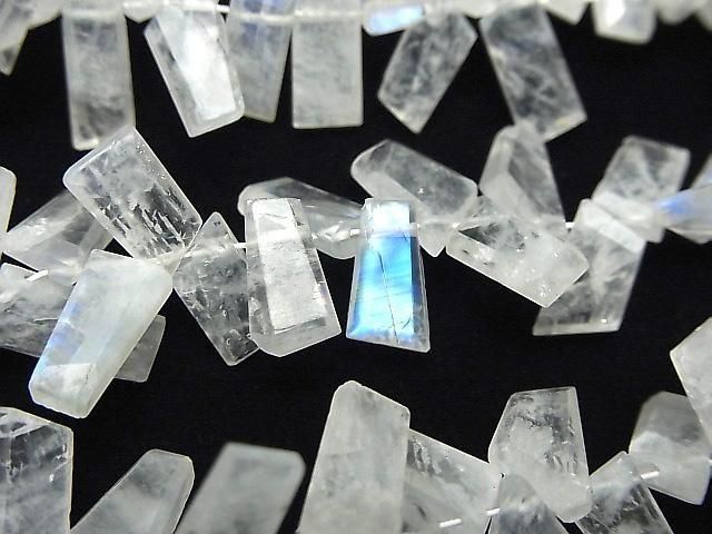 [Video] Rainbow Moonstone AA++ Rough Slice Faceted Half or 1 strand beads (approx. 6 inches/15 cm)