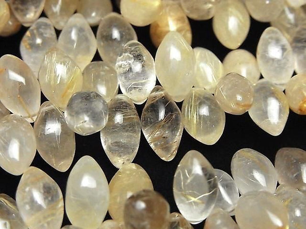 [Video]Rutilated Quartz AA++ Marquise Rice (Smooth) half or 1strand beads (aprx.7inch/18cm)