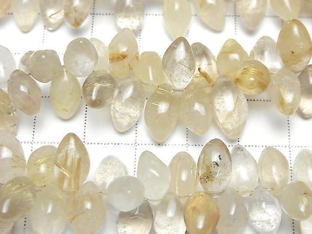 [Video]Rutilated Quartz AA++ Marquise Rice (Smooth) half or 1strand beads (aprx.7inch/18cm)