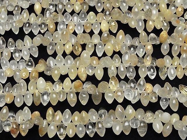 [Video]Rutilated Quartz AA++ Marquise Rice (Smooth) half or 1strand beads (aprx.7inch/18cm)