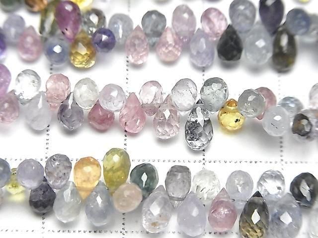 [Video] High Quality Multicolor Sapphire AAA- Drop Faceted Briolette Half or 1 Strand Beads (approx. 9 inches/22 cm)