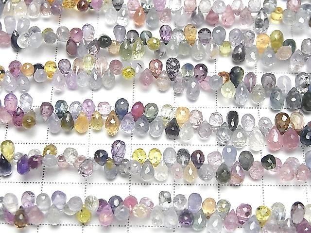 [Video] High Quality Multicolor Sapphire AAA- Drop Faceted Briolette Half or 1 Strand Beads (approx. 9 inches/22 cm)